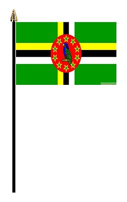 Dominica Karibik 12er Pack kleine Handflaggen Flagge 6''x4'' mit Stange