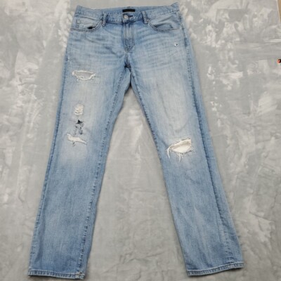 Uniqlo Jeans Men 33x30 Blue Denim Straight Leg Slim Fit Low Rise