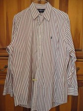 Men's Polo Ralph Lauren Red/Blue Striped Large 16 1/2 - 32 Long Sleeve Shirt