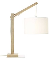 Leselampe Tischleuchte Tischlampe E27 Nachtisch Leuchte Lampe Weiß Holz Textil