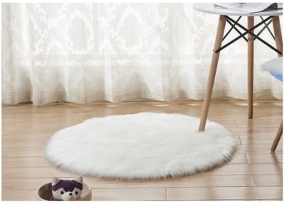 Soft Faux Sheepskin Circular Rug Round Decor Floor Mat Available in 4 Sizes