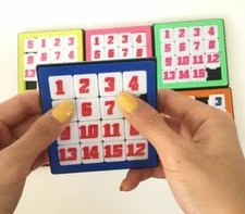 6xPuzzle Sliding Tile 70s 80s Toy Vintage Game Number Kid Develop Brain Squares