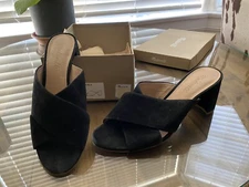 Madewell • The Greer Mule Sandal sz8 Black Suede High Heel Shoes $178