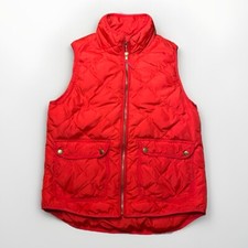 Woolrich Down Quilted Puffer Vest Red/Orange Full Zip Size S/Ch Pockets