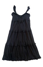 J. Crew Women’s Tiered Black Ruffle Sleeveless Adjustable Strap Maxi Dress XXS