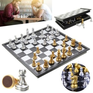 Schachspiel 2 In 1 Schach Magnetisch Metall Schachfiguren Schachbrett Klappbar Ebay