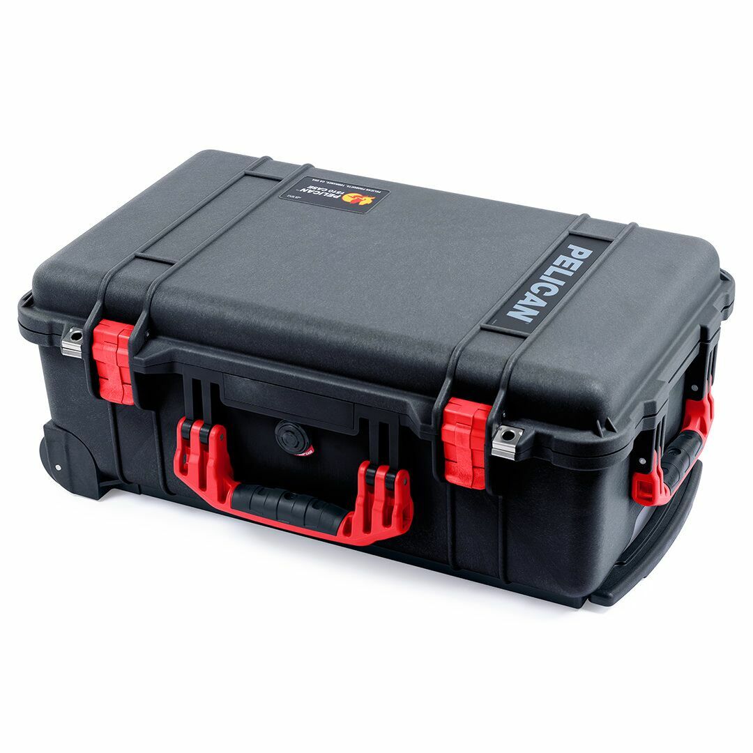 Black & Red Pelican 1510 case no foam. Comes with mesh Lid