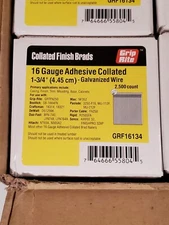 Case of Grip Rite GRF16314 16 Gauge 1 3/4" Finish Brads; 12 boxes of 2,500/box