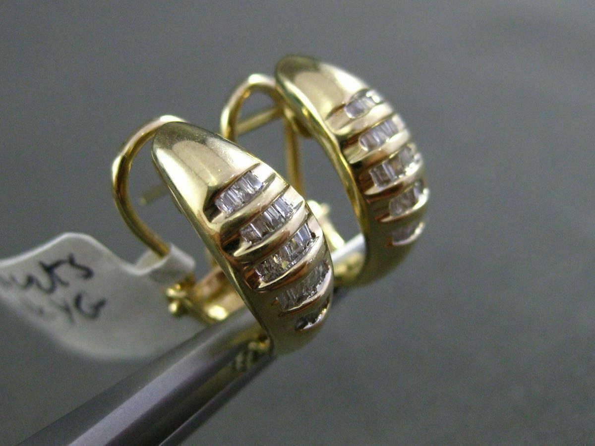 ORECCHINI HUGGIE ESTATE .50CT DIAMANTE BAGUETTE ORO GIALLO 14KT MULTI FILA CLIP ON