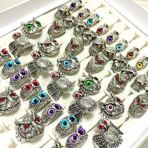 Wholesale 30pcs Assorted Owl Ring Design Eyes Animal Finger Rings ...