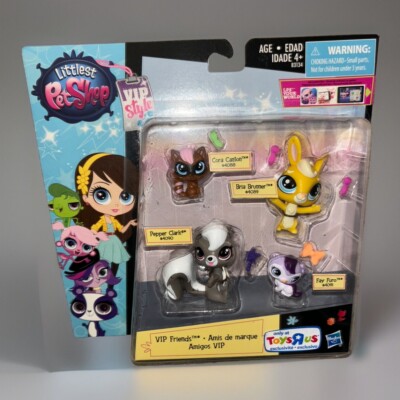 Littlest Pet Shop VIP Friends Pet Fest Pepper Clark Bira Brunner Fay Furo 4 Pack