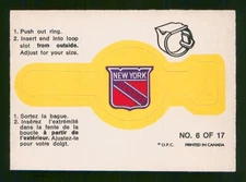 NEW YORK RANGERS 1973-74 O-PEE-CHEE RINGS 73-74 #6 EX+         97231