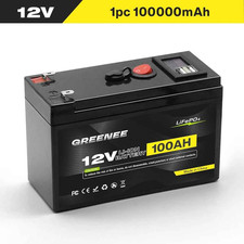 12V 100Ah Lithium LiFePO4 Deep Cycle Battery, 4000+ Cycles Rechargeable Battery