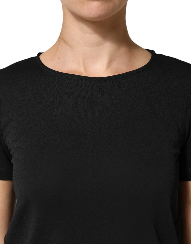 Camiseta DONDUP Negra Encaje Ribete Seda Cuello Redondo Mangas Cortas IT42/US8/M 460usd Foto 4 de 4