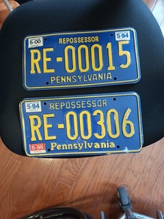 Lot of 2 Pennsylvania Repossessor License Plates Repo Man Tags Low Numbers