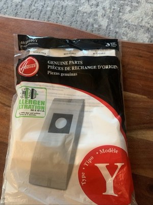 Hoover Type Y Allergen Filtration Vacuum Bags 3 Pack 43655109 New Sealed