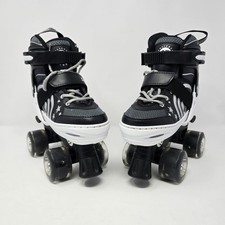 Sulifeel Kids Adjustable Roller Skates Black White Light Up Wheels Size S 28-31