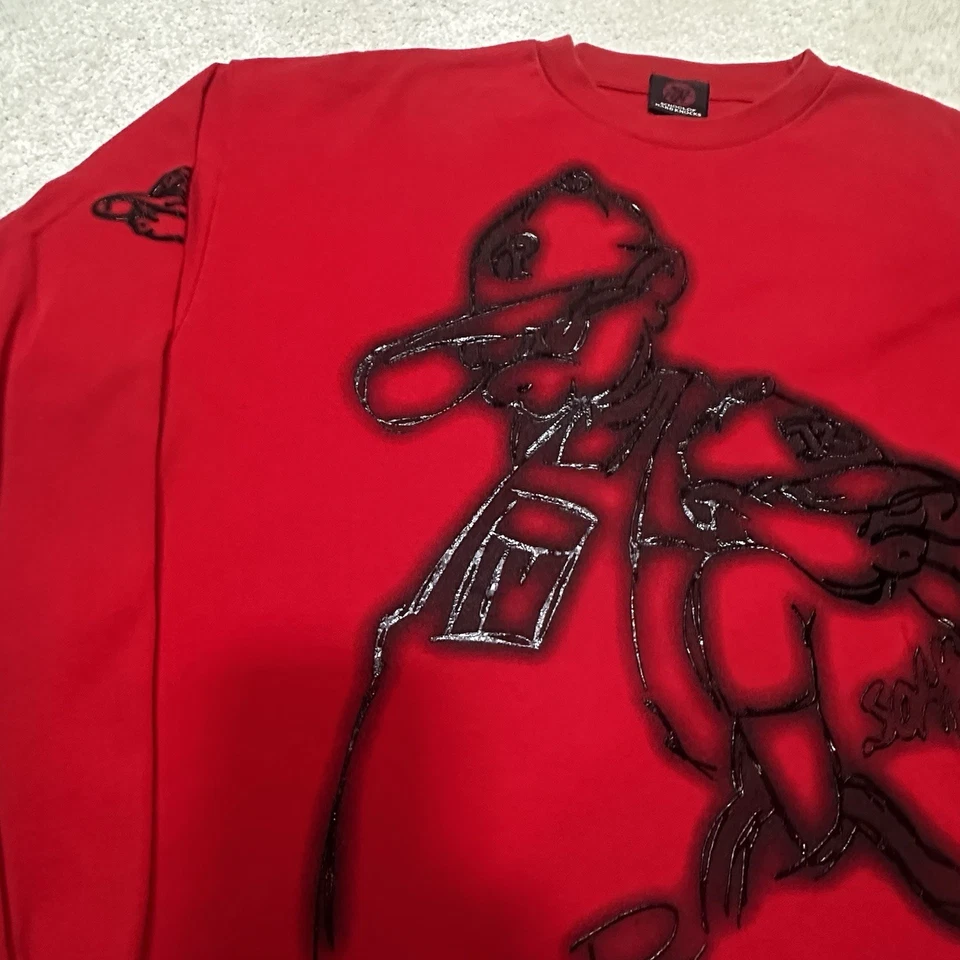 Vintage Old Skool T Shirt XL Extra Large Red Long Sleeve Y2K Hip Hop - Image 3 of 4