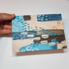 Modern Abstract Art Painting, Sandy Beach #1 - AMBER K - 5x7 Inches