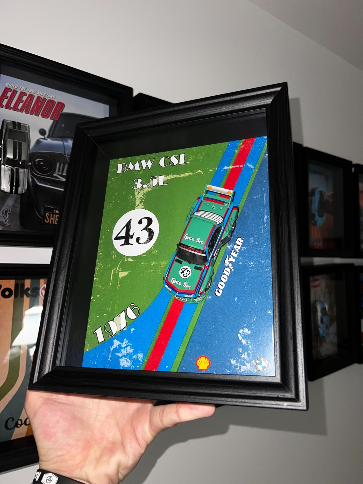 Cadre 3D voiture BMW 3.5 CSL décoration murale design pour bureau et salon de passionné