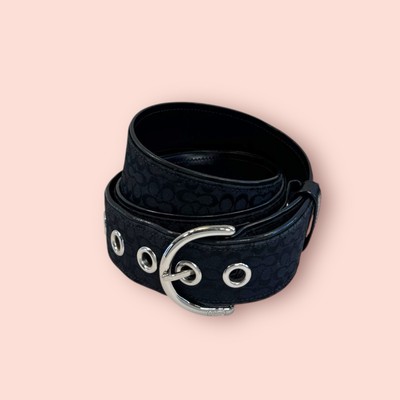 Coach Women Black Signature Jacquard and Leather Belt Size  display picture 3
