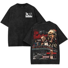 The Godfather Oversize Unisex Washed T-Shirt, Double Printed Streetwear Movie Me