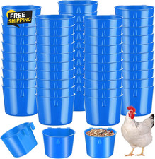 60 Pcs Cage Cups Chicken Feeder Birds Hanging Feeders Seed Bowl 8 Oz Plastic