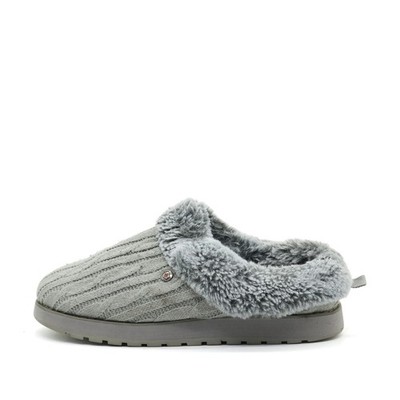 Skechers Damen Pantoffeln EU 37.5 BOBS Memory Foam Grau Foam, Plüschfutter