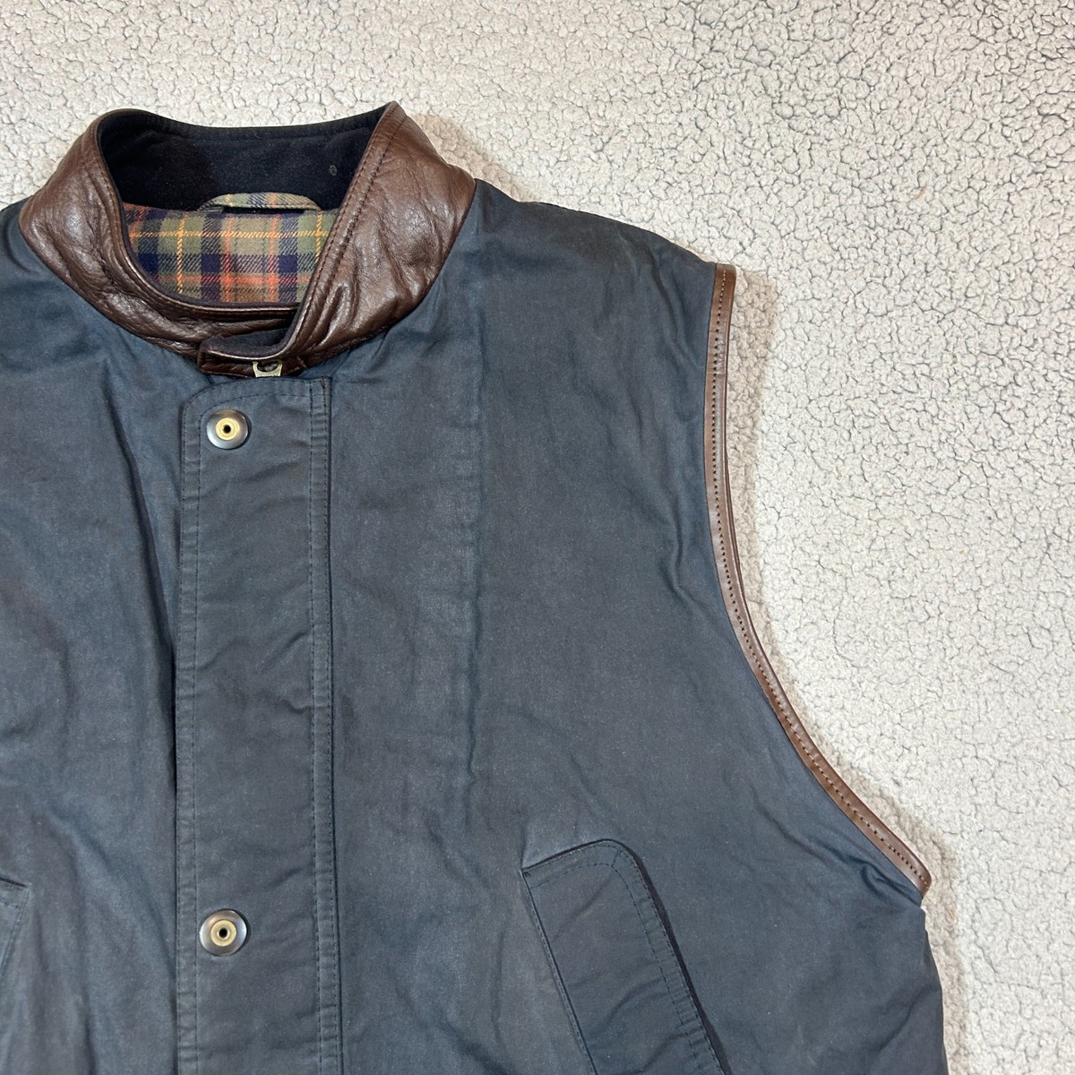 MICHAEL MORTELL COUNTRY Waxed Vest Plaid Fleece Full Zip Hunting Size Small View 2