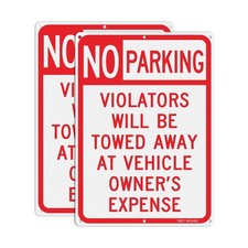  2X Aluminum Reflective 10" X 14" No Parking Violators Will Be Towed Away Signs