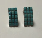 NATIVE AMERICAN STERLING TURQUOISE CLIP ON EARRINGS -