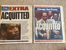 2x Chicago Sun-Times Newspaper Extra October 3, 1995 - OJ O.J. Simpson Acquitted