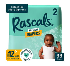 Rascals Premium Absorbent Baby Diapers Size 2, 33 Count