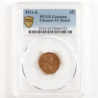 1921-S Lincoln Wheat Cent 1c AU Details PCGS 31702