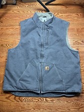 Vintage Carhartt V33 GVL Sherpa Lined Full Zip Vest Men's 2XL Sandstone Grey