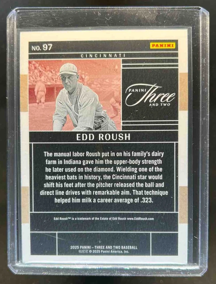 2025 Panini Three and Two Edd Roush Holo Emerald #2/5 Reds - Image 2 of 2