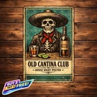 Skeleton Cantina Poster Vintage Sombrero Gentleman Metal Tin Sign