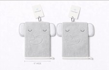 Cloud Island Baby Wash Mitt Set, Gray Elephant  Brown Fox, Soft Plush Cotton