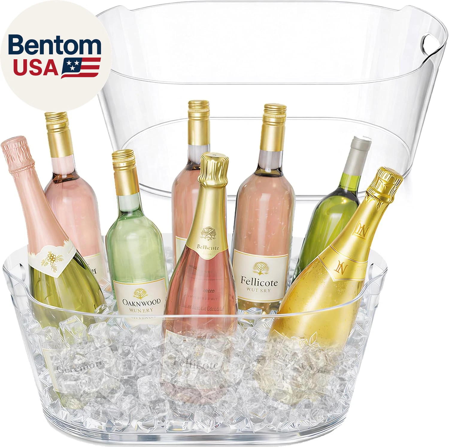11.5L Ice Bucket for Parties 2 Pcs, Large Plastic Drink Cooler for Champagne Win