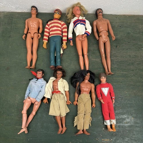 VTG Lot 8 Dolls Action Figures Bionic Women Bono Big Jim Waldo Elvis Lone Ranger