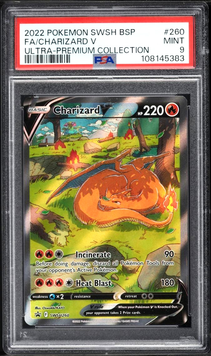 2022 #260 Full Art/Charizard V PSA 9 Swsh UPC Black Star Promo Pokemon view 1