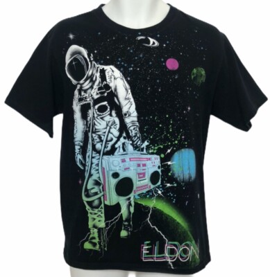 Vintage Eldon DJ's Astronaut Boom Box Men's Graphic Festival Shirt Retro Medium