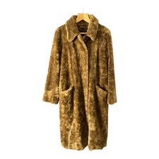 Browns Faux Fur Caramel Long Sleeved Coat Uk Size 16