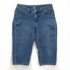 Riders By Lee Womens Capri Jeans Blue Stretch Medium Wash Mid Rise Denim 14