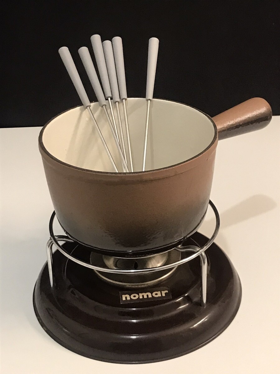 4 ⚜️ ANCIEN Service à Fondue Nomar France Caquelon en Fonte Émaillée Vintage EUR 75,00 - FR