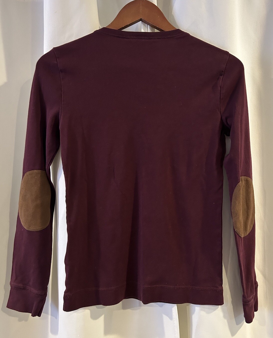 Lauren Ralph Lauren T-Shirt Womens M Medium Burgundy Red Elbow Patches Logo thumbnail 3