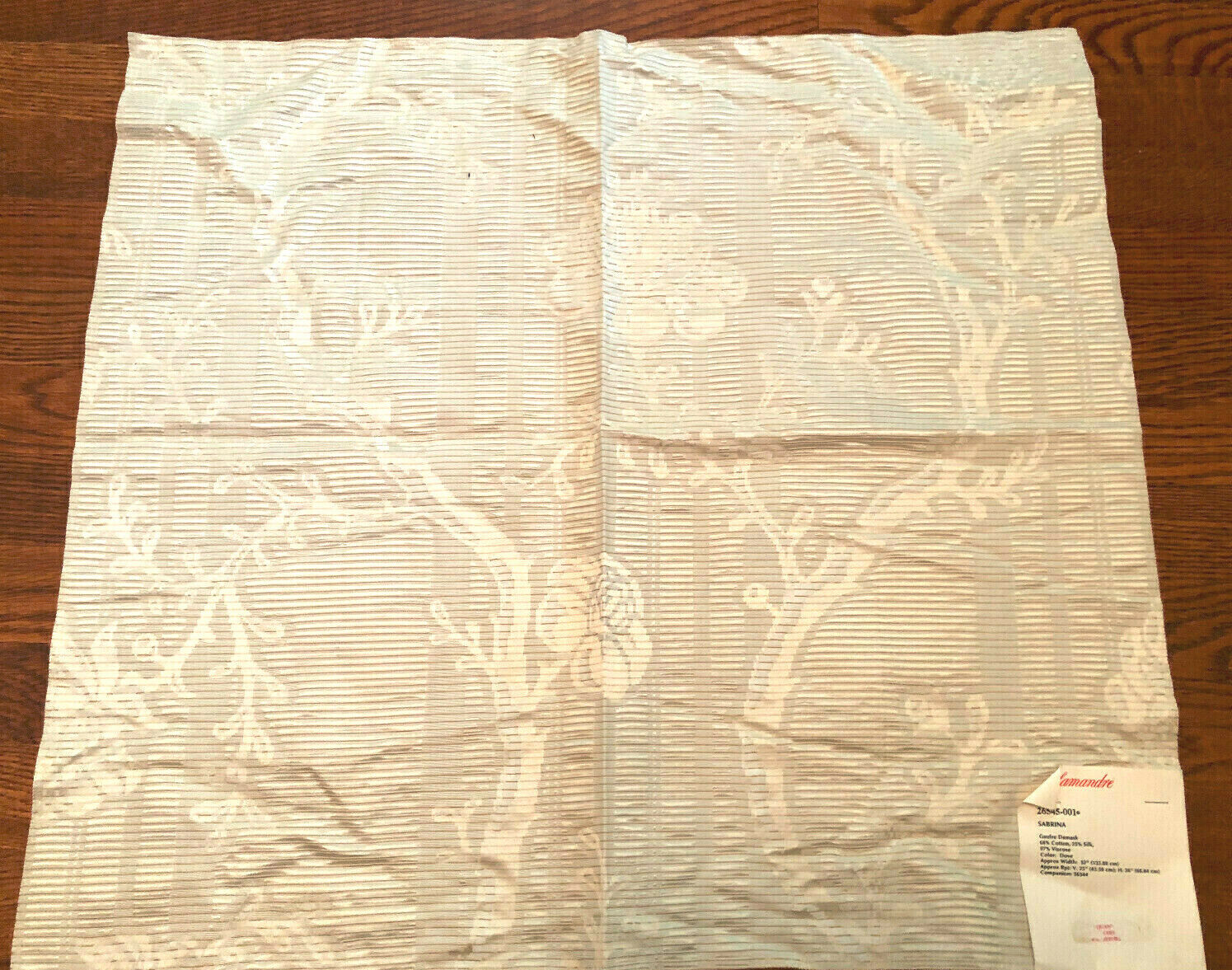 SCALAMANDRE Sabrina Gaufre Damask in Dove 23 x 24" Floral Fabric Sample