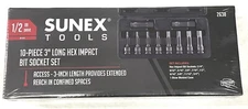 Sunex 10pc 1/2" SAE Hex Bits Driver Standard Master Impact Sockets Set INCH 2638