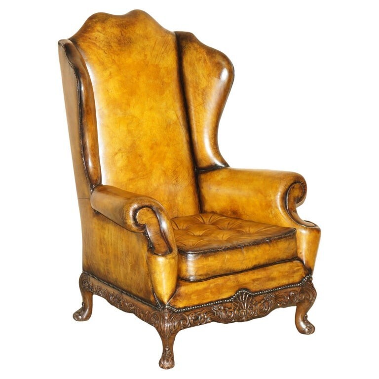 MUSEUM QUALITY RESTORED VICTORIAN BROWN LEATHER CHESTERFIELD