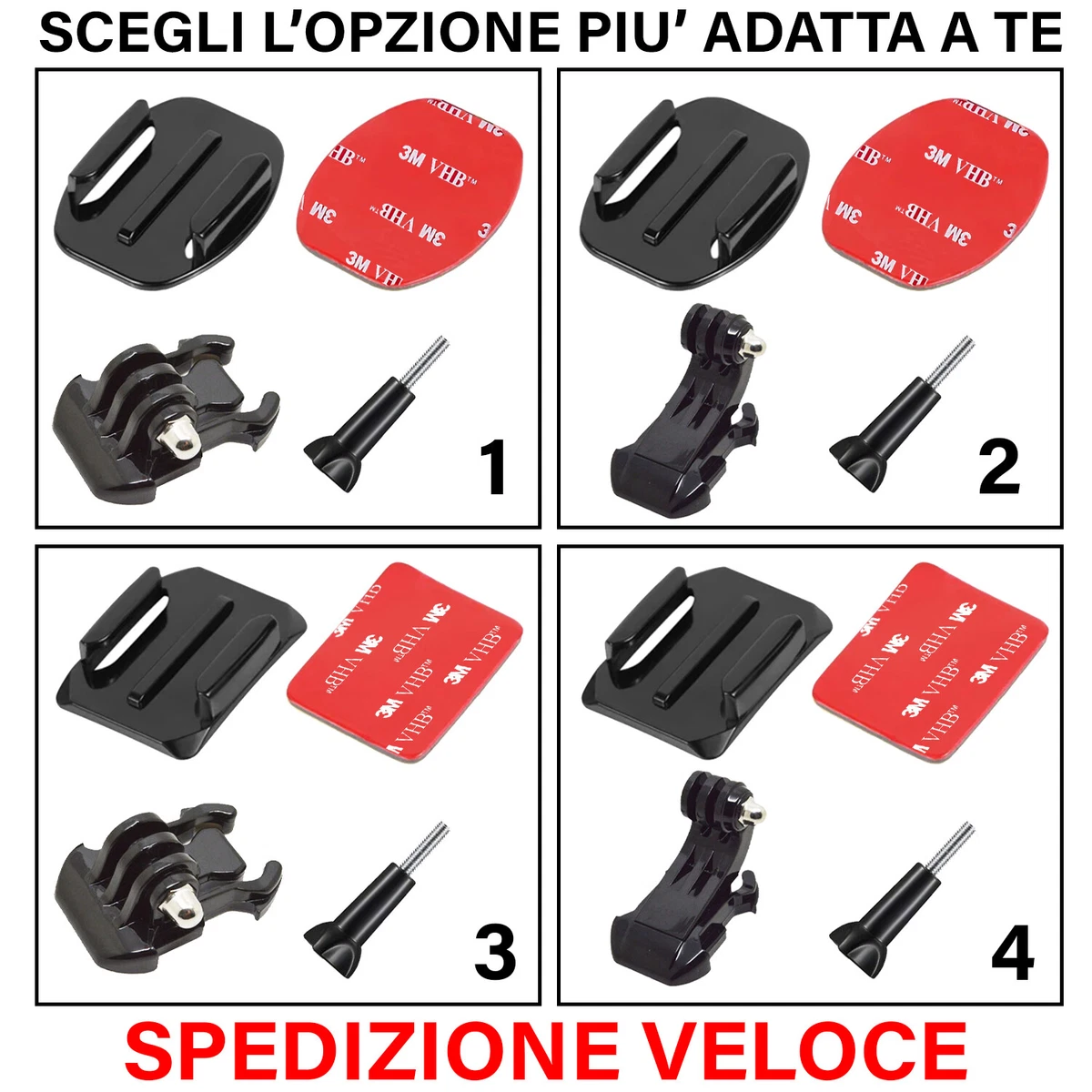 Supporti da Casco per GoPro HERO 8 e tutti i modelli GoPro